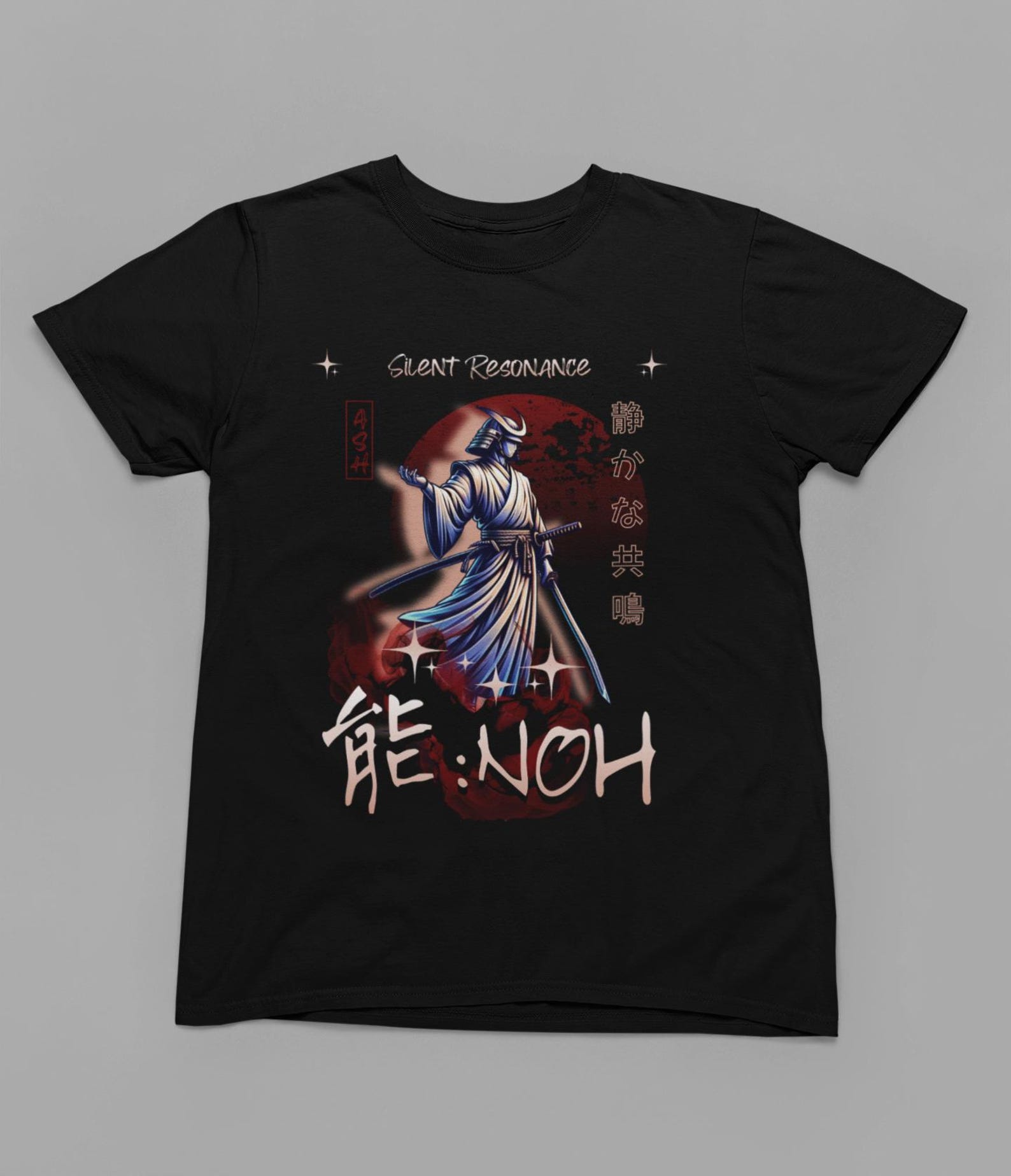 NOH Silent Resonance T-Shirt, Japanese Theater Samurai Graphic Tee, Dark Art Philosophy Unisex Shirt, Cool Gift For Him 4XL