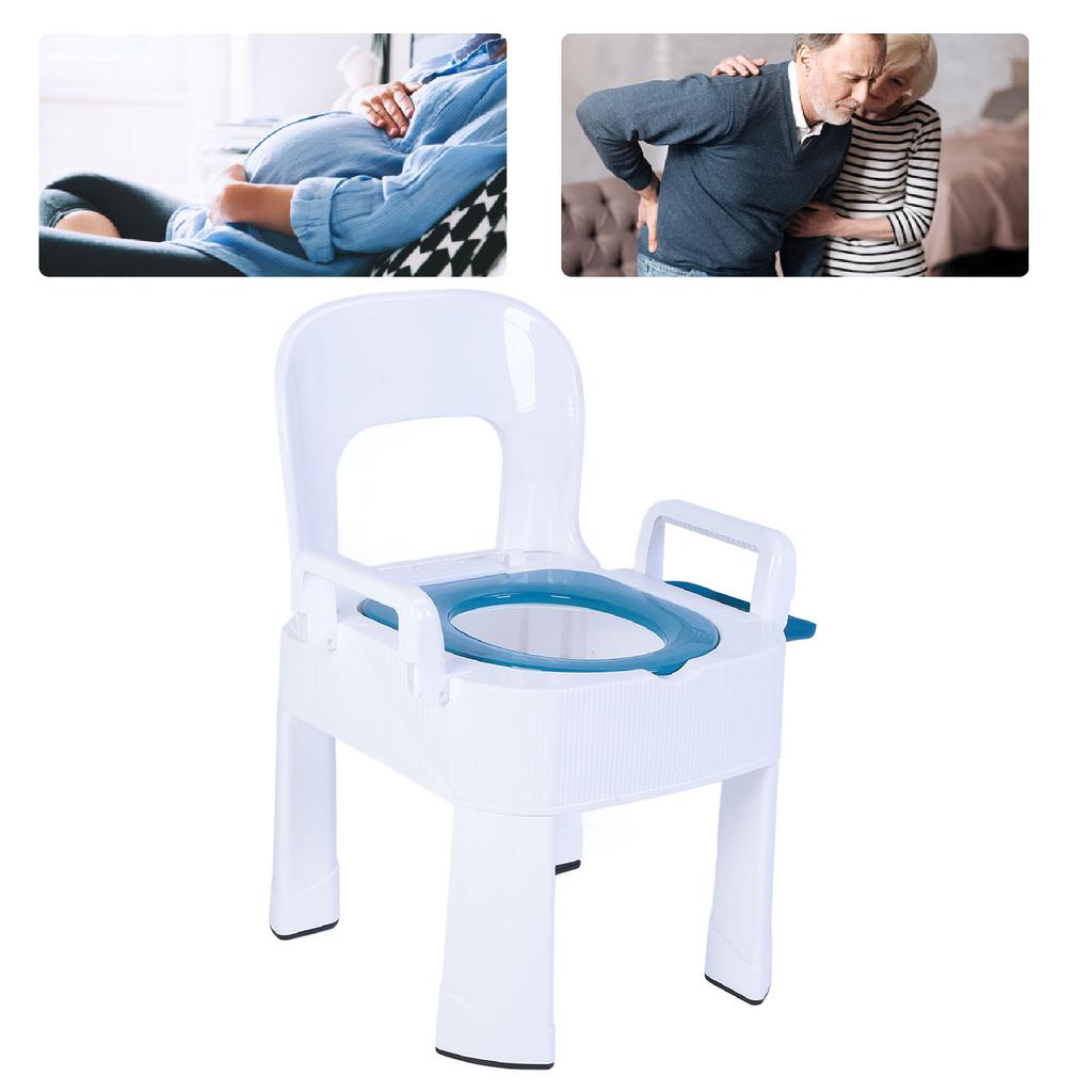 Squat Toilet Commode Chair Detachable Foldable Non Slip Armrest Backrest Cushion Quick Drying Extra Wide Commode Bathroom Sitting Bath Stool