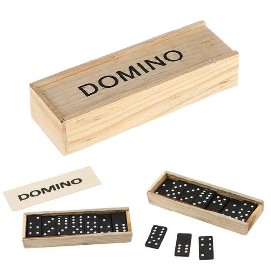 28Pcs/Set Black Double 6 Dominoes Set with Wooden Storage Box Portable Travel Kids Adults Family Night Party Classic Tiles Board Game