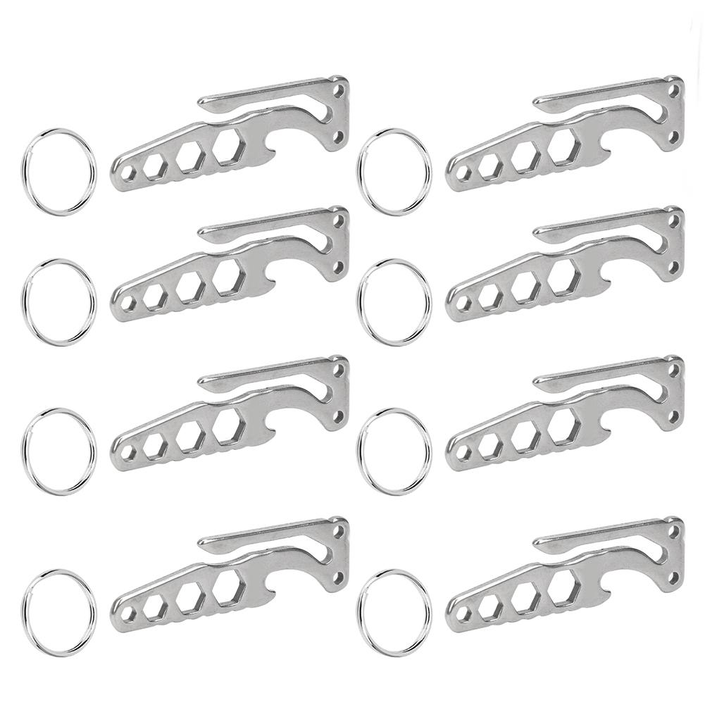 Stainless Steel Pocket Key Clip Bottle Opener Hex Wrench Multifunctional Tool for Outdoors