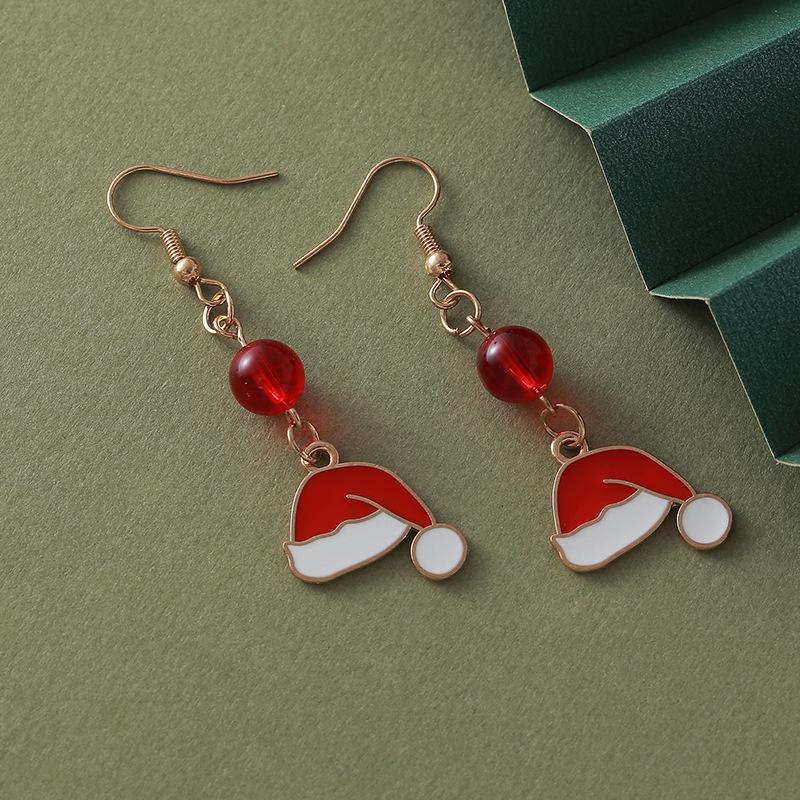 Creative Alloy Christmas Hat Cartoon Earrings - Women's Light Luxury Jewelry