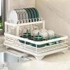 2-Tier Dish Drying Rack With Drainer Anti-Rust Kitchen Counter Tableware Drainboard Storage Organizer Supplies For Dishes
