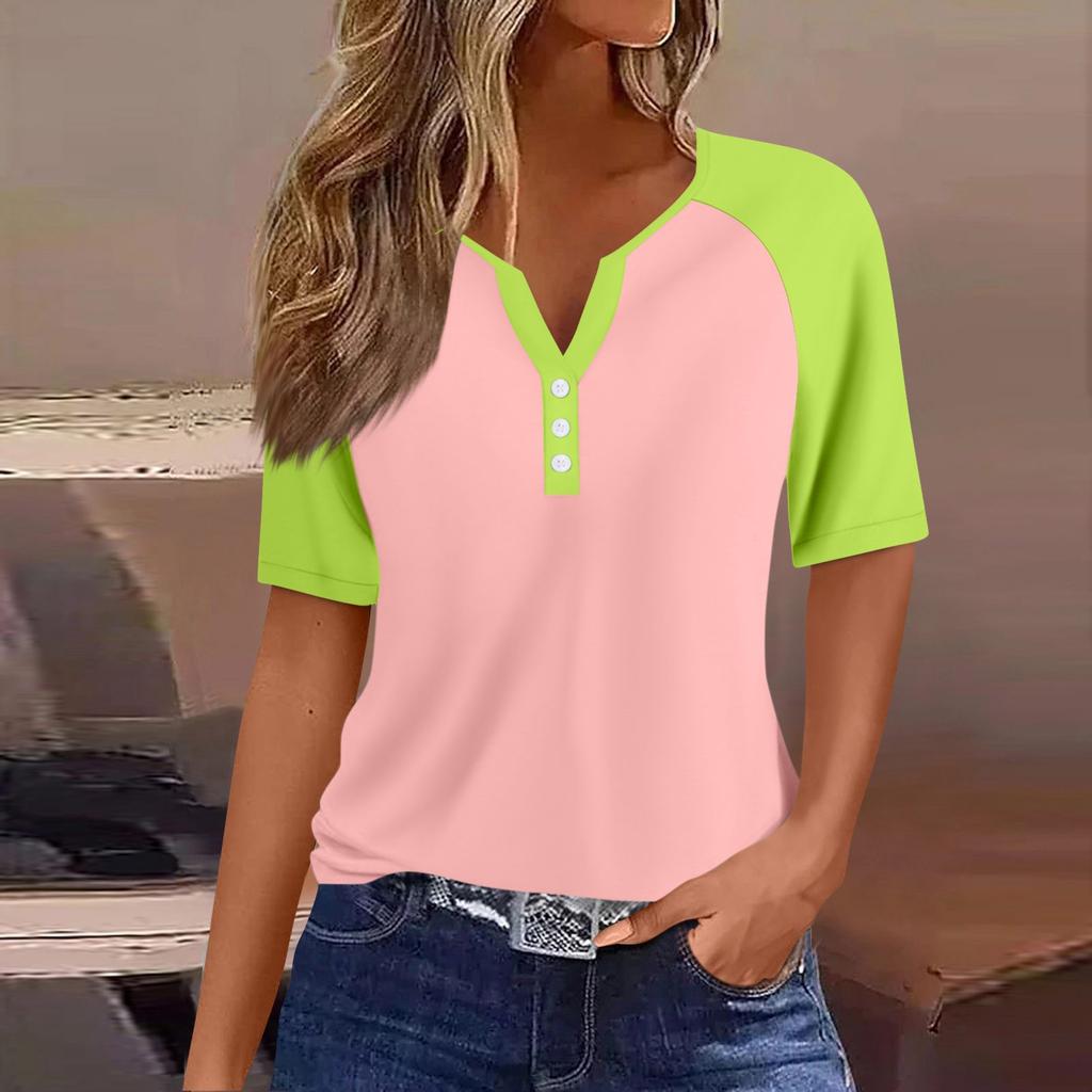 Women's T Shirt Tee Print Button Raglan Sleeve Daily Weekend Fashion Basic V Neck Regular Top