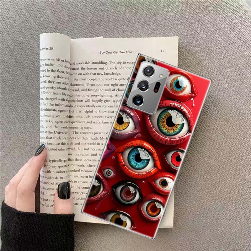 Devil Fear, Red Eye Dense Phobia Phone Case for Samsung A17 A37 A57 A54 A14 A24 A34 A07 A04S A02S A12 A22 A32 A52S A16 A26 A36 A