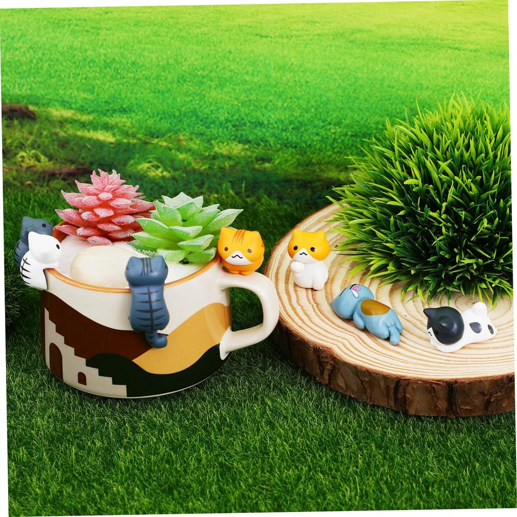 MOLUCKFU 6pcs Micro Bonsai Cat Figurine for Kids Mini Cat Decoration Micro Landscape Decoration