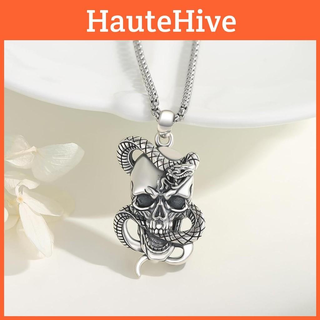 Skull Snake Geometric Necklace With Chain In Vintage Style For Gothic Fashion