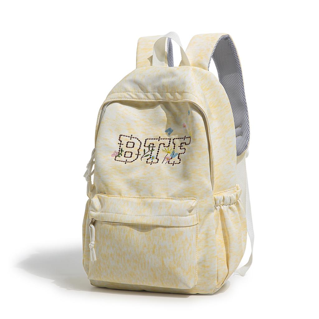 Schoolbag New Embroidered Backpack Female Students Large Capacity Simple Versatile School Bag Junior High School Student Backpack Lightweight