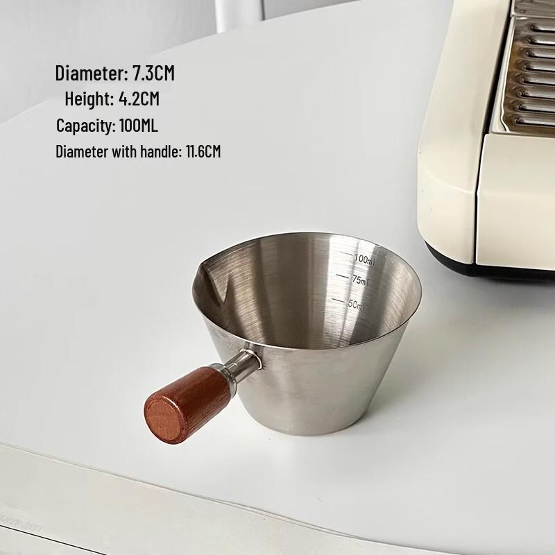 Tinle 304 Stainless Steel Espresso Dosing Cup with Walnut Wood Handle натуральный