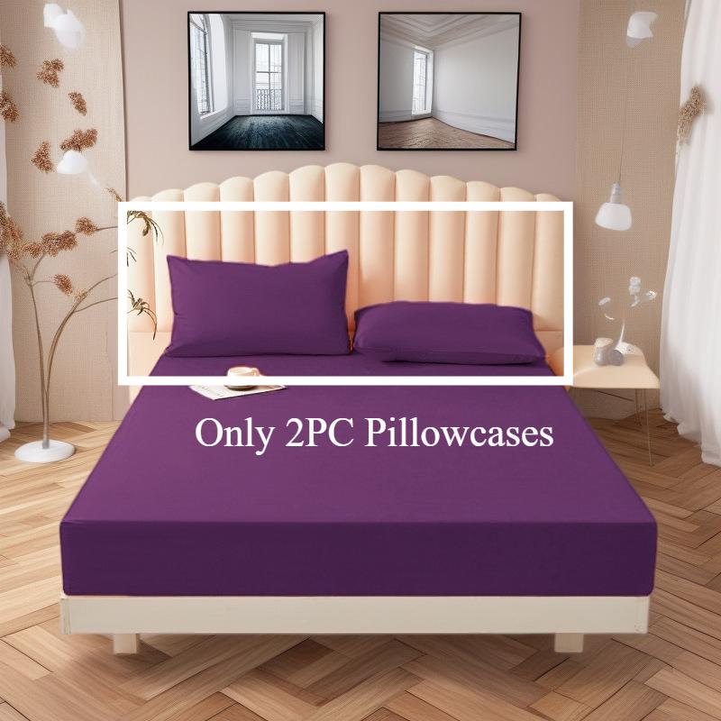 Fitted Sheet Soild Color with Elastic Band Non Slip Adjustable Mattress Cover for Double King Queen Bed