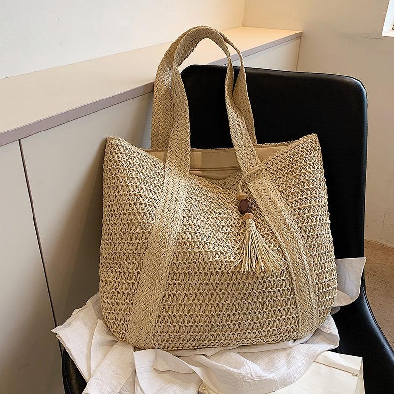 Seaside Holiday Wind Large Capacity Straw Braided Summer Braided Bag Fashion Casual All-in-one Shoulder Tote Bag