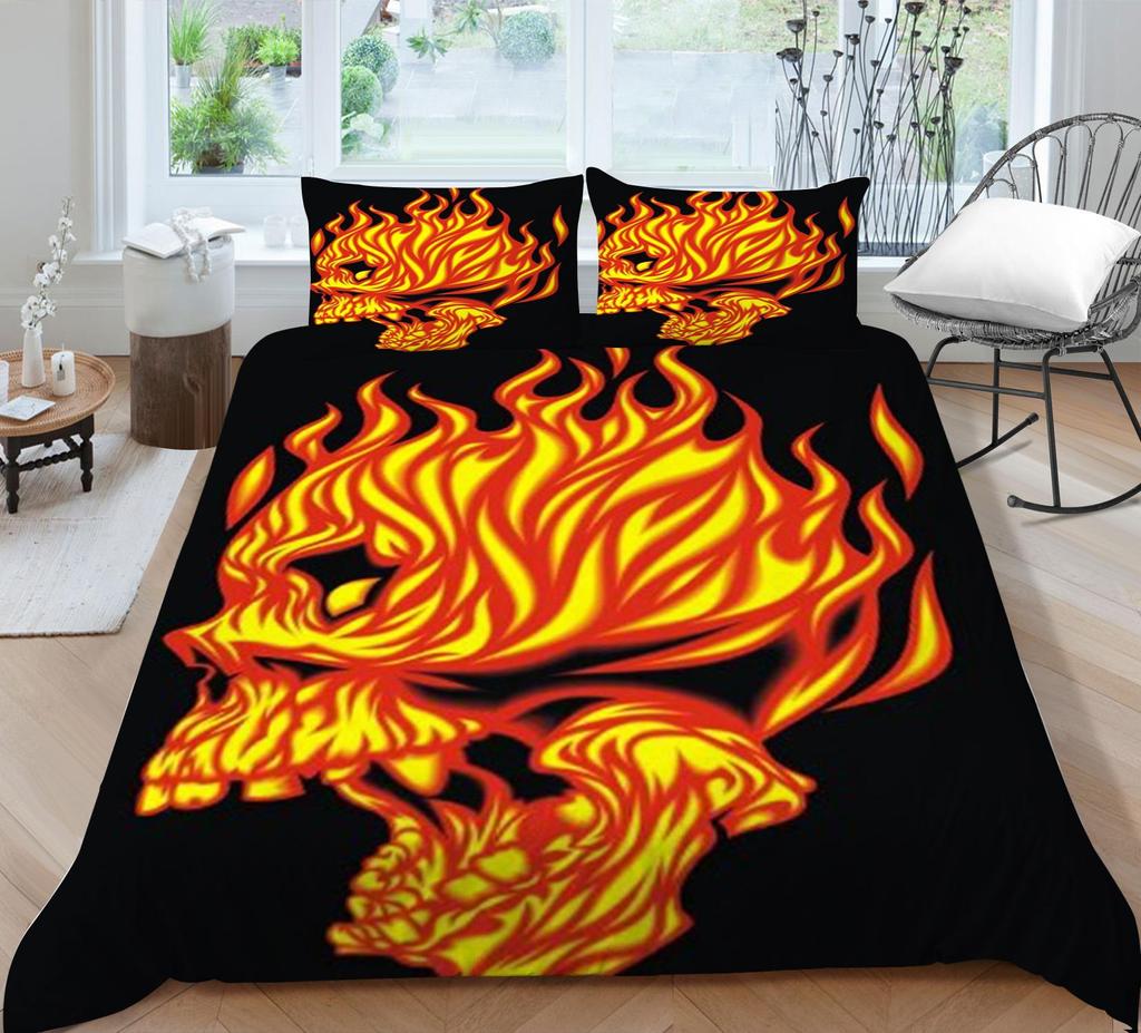 Set de lenjerie de pat cu craniu pentru acasă lenjerie de pat respirabilă cu husă de pernă husă de pilota de înaltă calitate pentru băiat, adolescent, textile de acasă