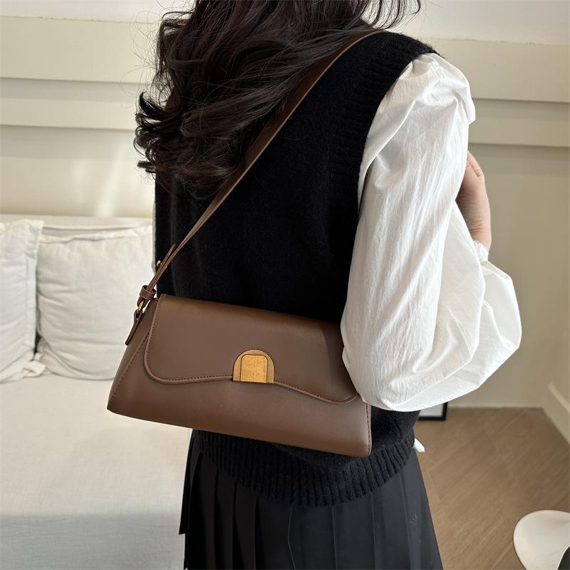 French Texture Locking Small Square Bag New Fashion Large Capacity Bag Shoulder Bag Trendy Underarm Bag Women's Bag