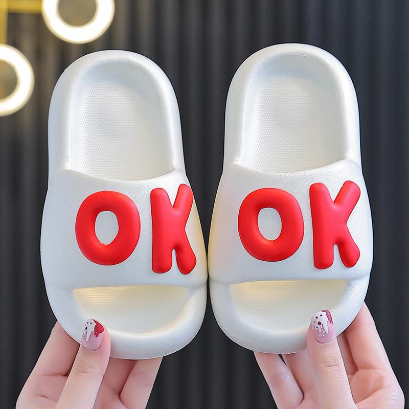 

Children s simple parent-child slippers, cute home bathroom non-slip slippers for boys and girls, silent summer sandals for bathing 24-25Code белый