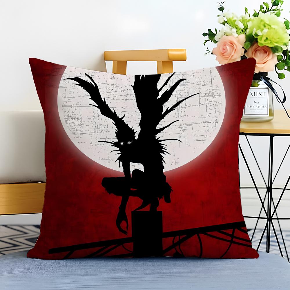 DDeath Note Cushion Cover Washable Linen Pillowcase Soft for Sofa Bed Cozy Home Room Decor