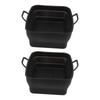 2 Pcs Silicone Air Cooker Pot with Handle Rectangular Fryer Liner Tray Replacement for Kitchen Cooking Accessories Black