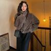Women Winter Vintage Warm Lambswool Coats Fashion Padded Cotton Outerwear Stand Collar Cropped Jacket