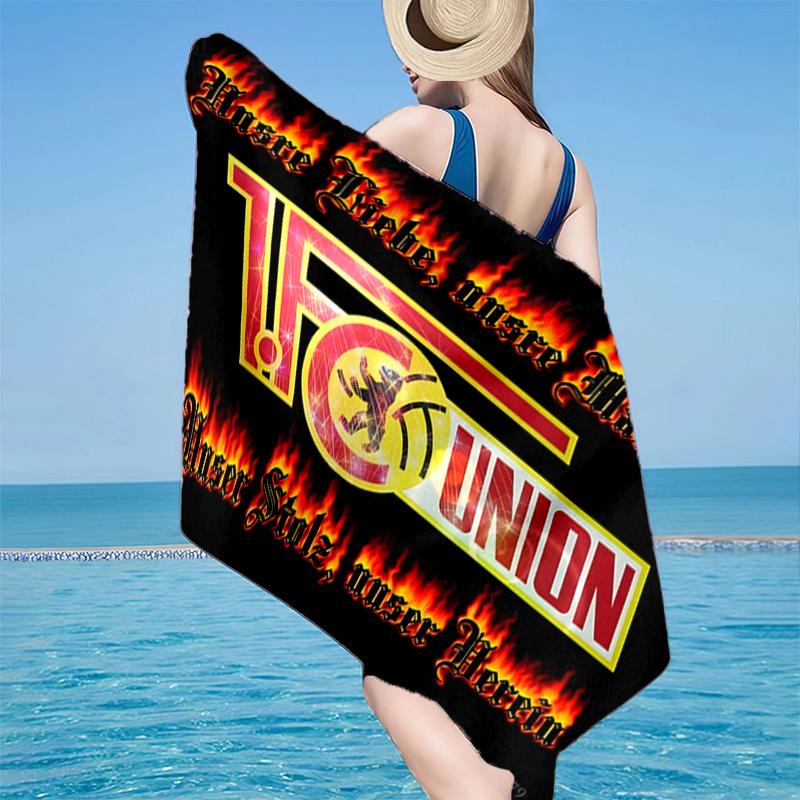 1 Stück Union Fußball-Emblem Strandtuch - Weiche, Saugfähige Mikrofaser, Leicht, Ideal für den Strand, Partys, Reisen, Camping, Geschenke für Fans