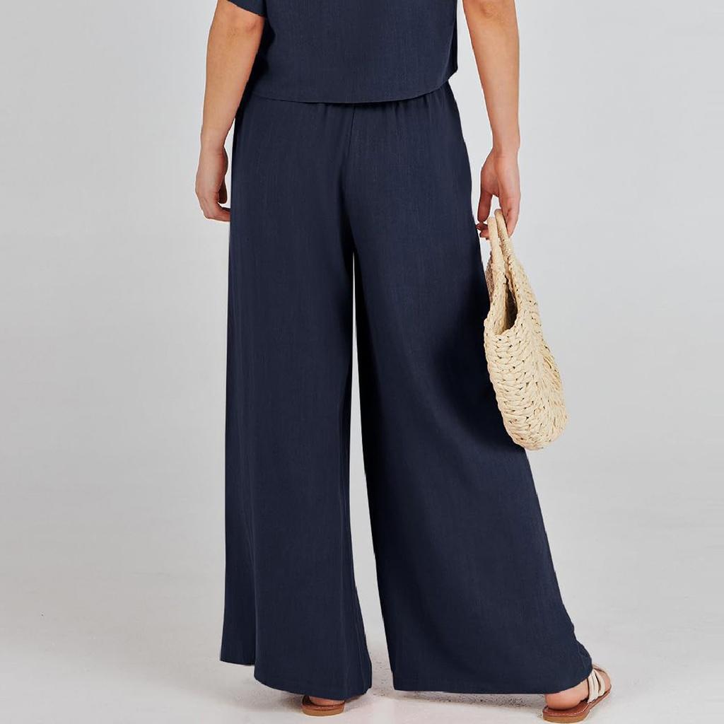 Women’s Summer Casual  Wide Leg Pants With Pocket