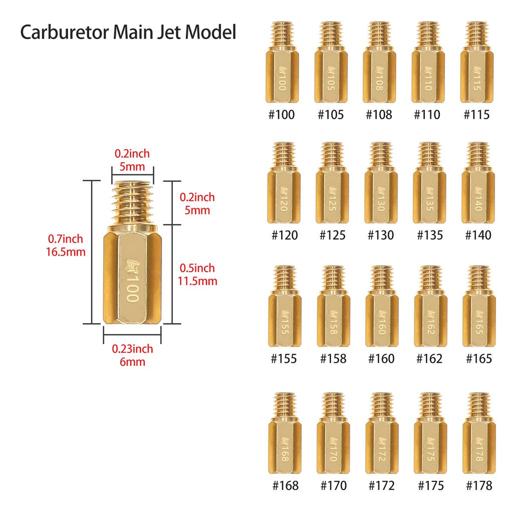 40PCS Carburetor Main & Pilot Jet Kit for Keihin PWK CVK PE OKO KOSO, Tuning Jets #100-140 #32-55/#155-178