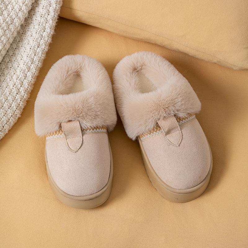 Cotton slippers home slippers autumn and winter ethnic style velvet cotton mop thickened cotton shoes warm non-slip wool slippers