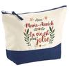 Makeup Bag - PLANETEE - Blue Background Pouch "Marie-Annick Life Is Prettier" - Large Size - Cotton - HD Printing