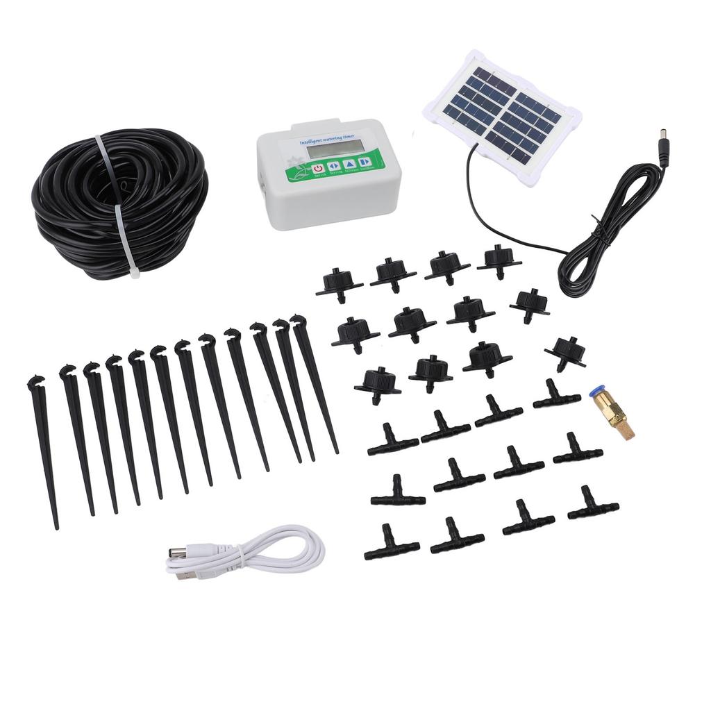 Intelligent Watering Timer Programmable Energy Saving with Solar Panel Automatic Irrigation Timer for Garden Farmland