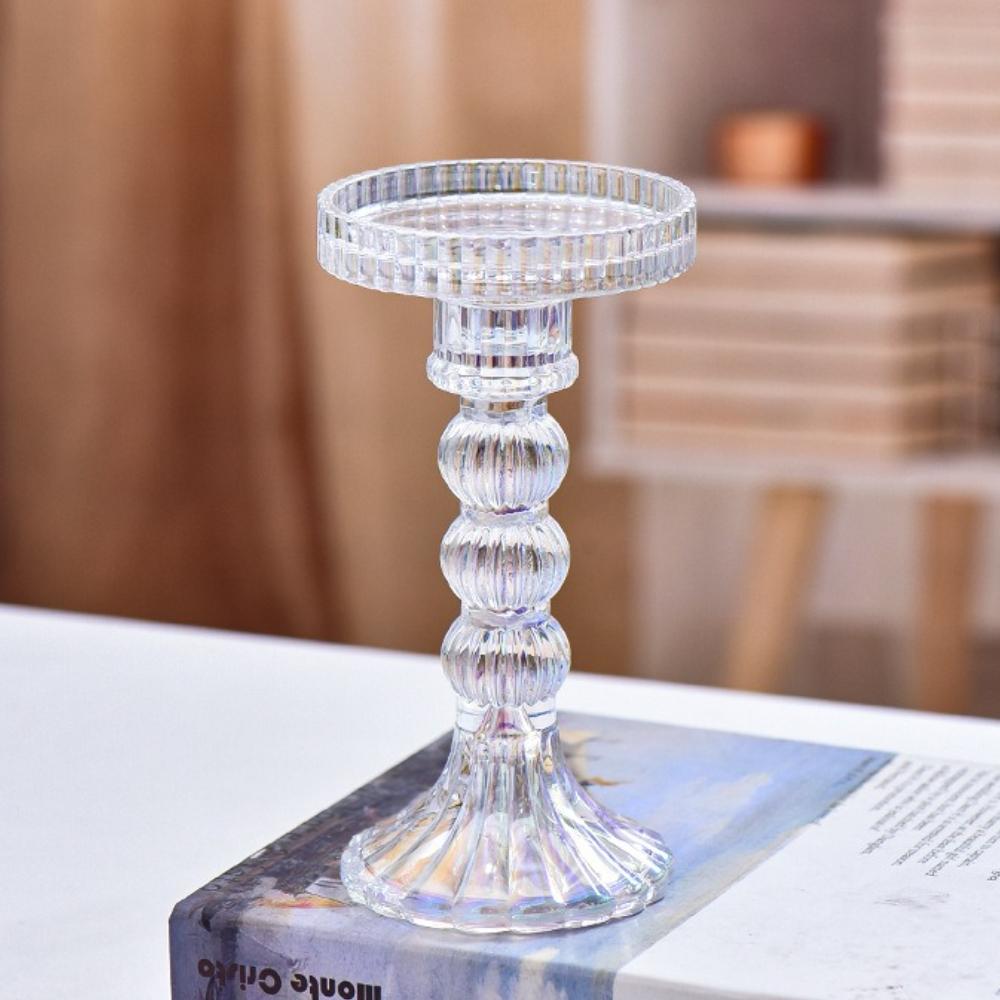 Creative Christmas Light Luxury High Footed Glass Candleholder Home Candleholder Base Romantic Wedding Table Creative Home Decor