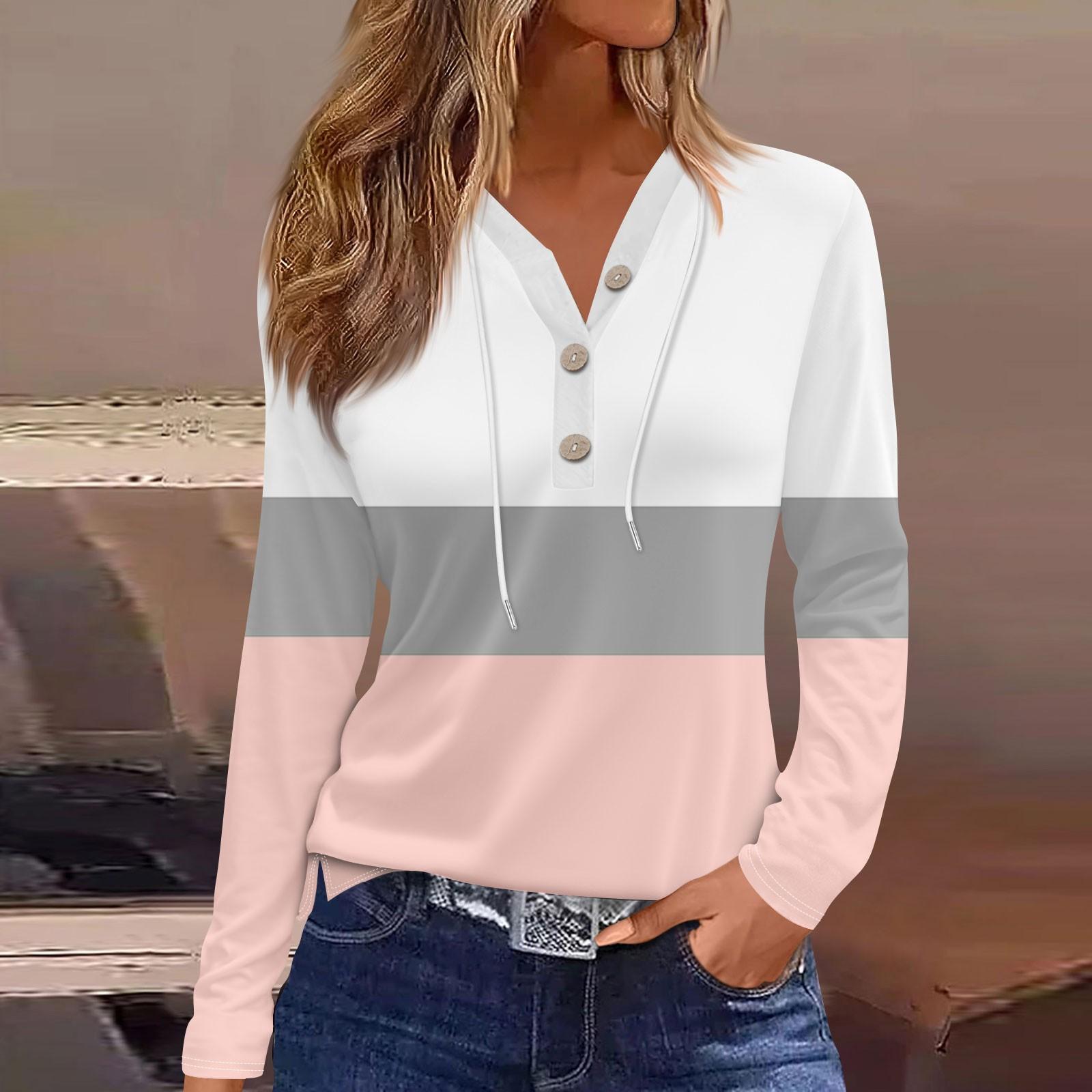 

Женская футболка с принтом на пуговицах, длинный рукав, повседневная, выходного дня, модная, базовая, с V-образным вырезом, обычная, с капюшоном XXXL