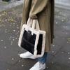 Large Totes Winter Hot Style Sheep Fur Women's Handbags Plush Pu Leather Shoulder Bag Black Designer Bags for Women