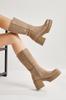 Women Modern Stylish Fashion Boots Faux Leather Suede Roseann Mink Suede Thick Soled Platform Long Boots