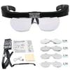 Meichoon Head-Mounted Magnifying Glasses, USB Rechargeable, with 2 LED Lights, 1.5X, 2.5X, 3.5X, 5X Adjustable Lenses, 4 Lenses for Close Work