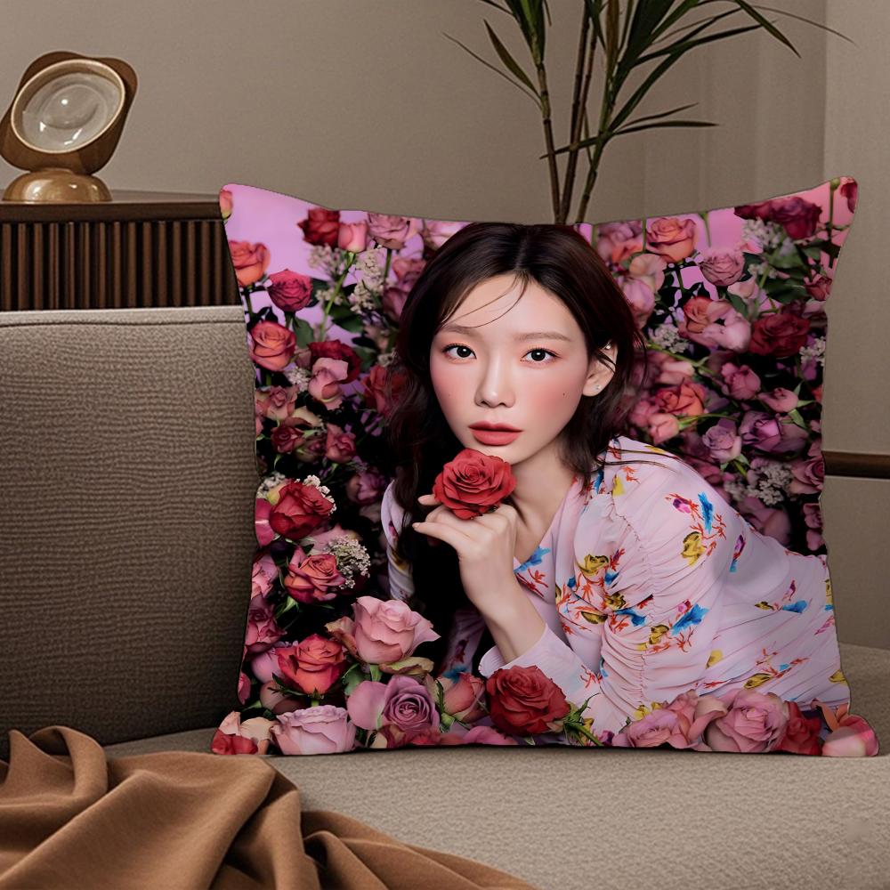 T-Taeyeon Pillow Case Silky Elegant Comfort Sofa Bed Invisible Zipper