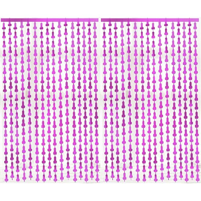 Bachelorette Party Decoration,2 Pack Purple Fringe foil Curtains 3.3 x 6.6 ft