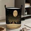 1pc, Wolves Under a Snowy Moonlight Storage Basket, Designed for Ample Storage. This Open Laundry Basket And Storage Box Is Perfect for Compact Living