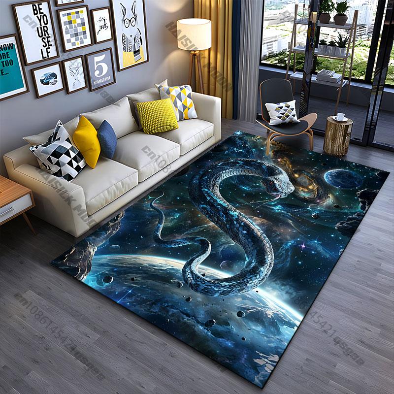 Snake Floating In Cosmic Space Carpet Yoga Living Room Room Decor Children's Crawling Mat Doormat Area Rug Games Mat