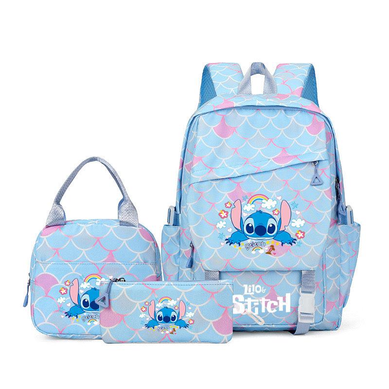 Student Schoolbag Three-Piece Large-Capacity Backpack Lunch Bag Pencil Case Diy