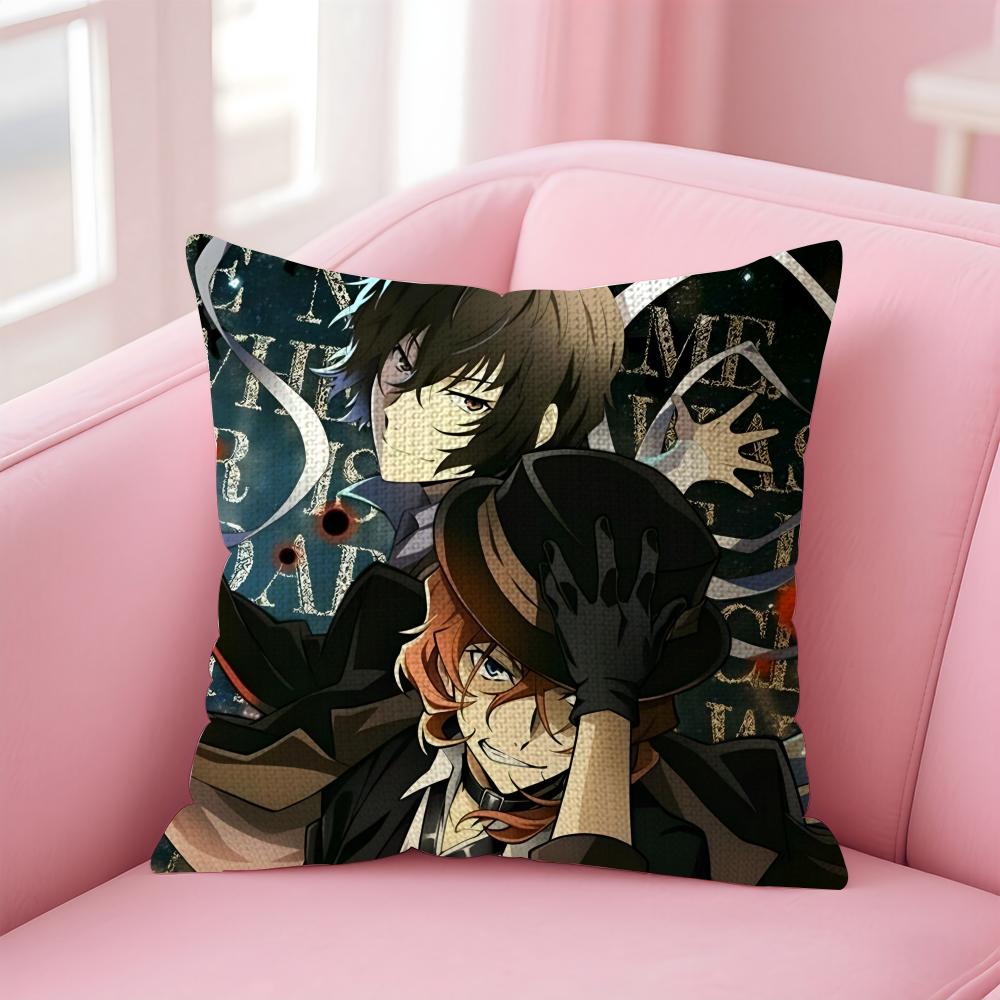 

BBunGo SStray Dogs Anime Cushion Cover Natural Linen Pillow Case DoubleSided Print Decorative Sofa Pillowcase Home Decor Gift 30x30cm