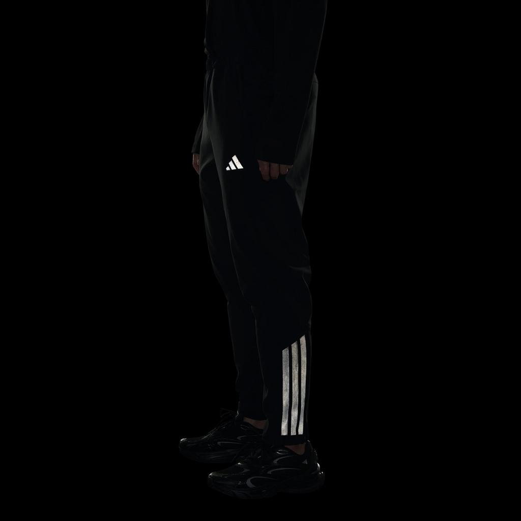 Adidas Wind Bonded Fleece Open Hem Reflective Striped Casual Pants Men Bottoms Black KA1301