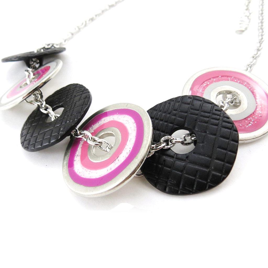 NOA [J2218] - Designer Necklace 'Amandine' Black Pink