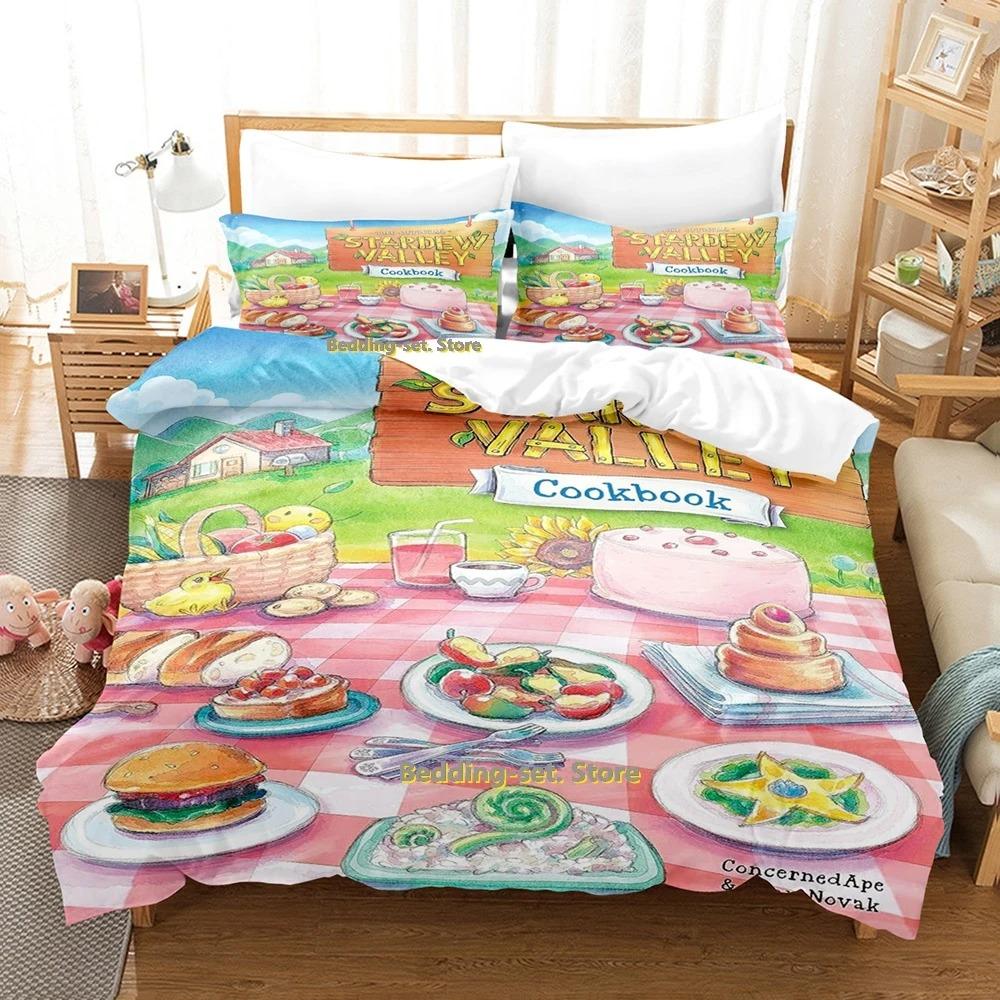 Stardew Valley Bedding Set Single Twin Full Queen King Size Bed Set Adult Kid Bedroom Duvetcover Sets Game Bed Sheet Set
