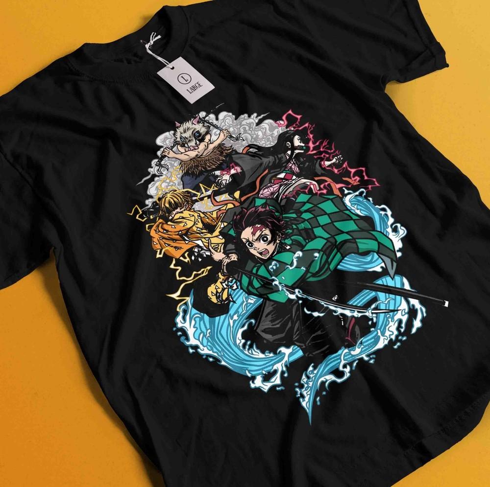 

Рубашка Истребитель демонов Футболка Тандзиро Футболка Зеницу Футболка Мудзан Дома Футболка Иноске Нэдзуко M