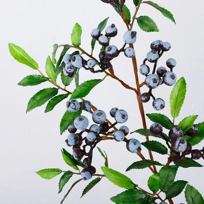 Green Leaves Artificial Blueberry Fruit Luxury Plastic Artificial Foam Berries Branch Realistic Elegant Fake Plants Gift