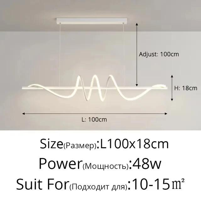 Nordic dining table pendant light modern living room pendant light home lighting bedroom decoration strip linear wave light