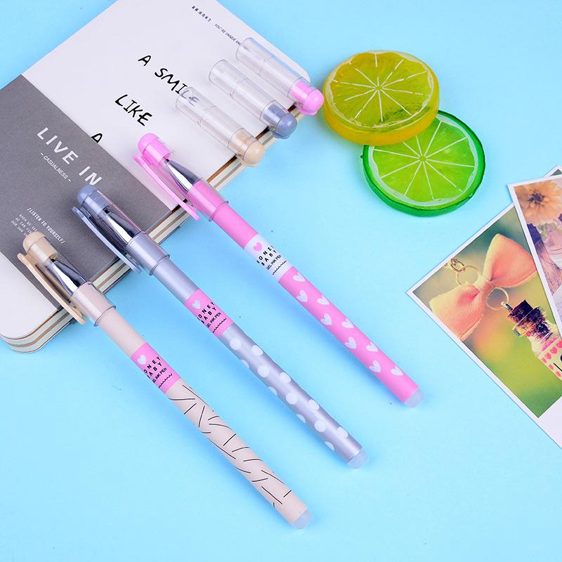 0.38mm Kawaii Heart Dots Erasable Pen Magic Ballpoint Pen Blue Black Ink Pen Student Stationery