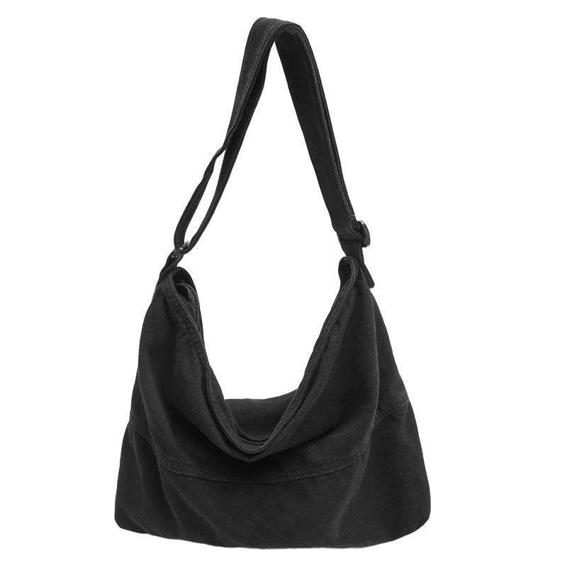 Lazy Wind Large Capacity Messenger Bag Washed Canvas Bag Retro Wear-resistant Shoulder Bag Women's Class Book Backpack