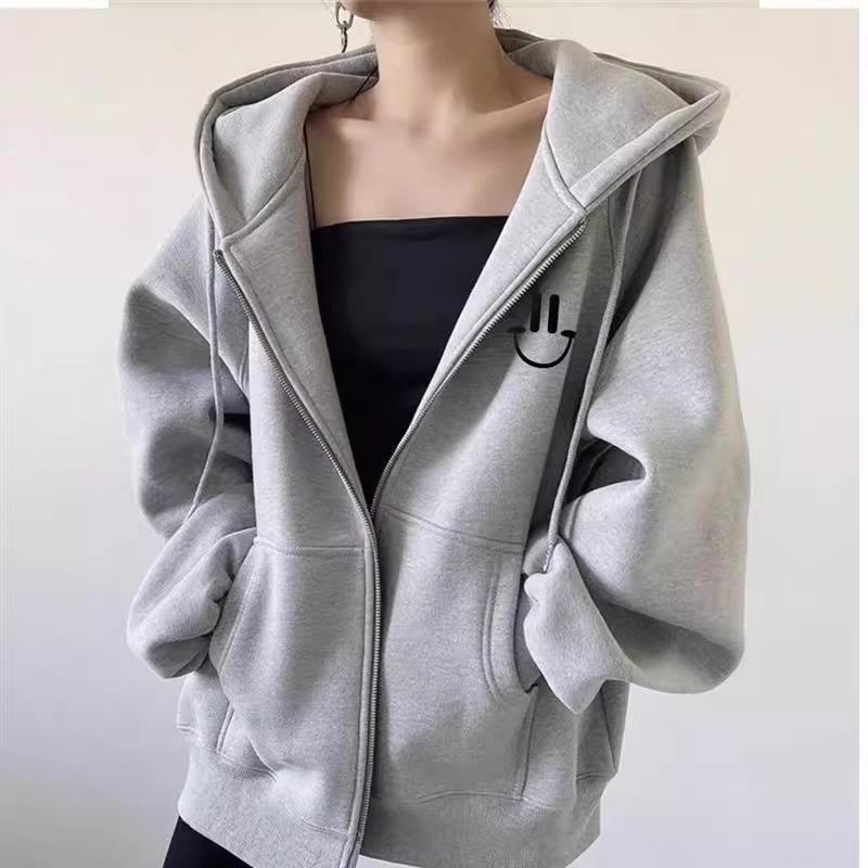 

Women s European Style Plus Size Hooded Zipper Cardigan - Spring/Autumn Gray (Spring/Autumn Thin)