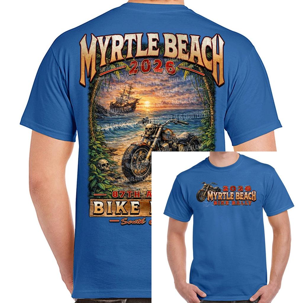 Rare Tshirt 2026 Myrtle Beach Bike Rally Tropical Jungle Graphic Printing Highend Luxury Unisex Style Both Of Men And Women