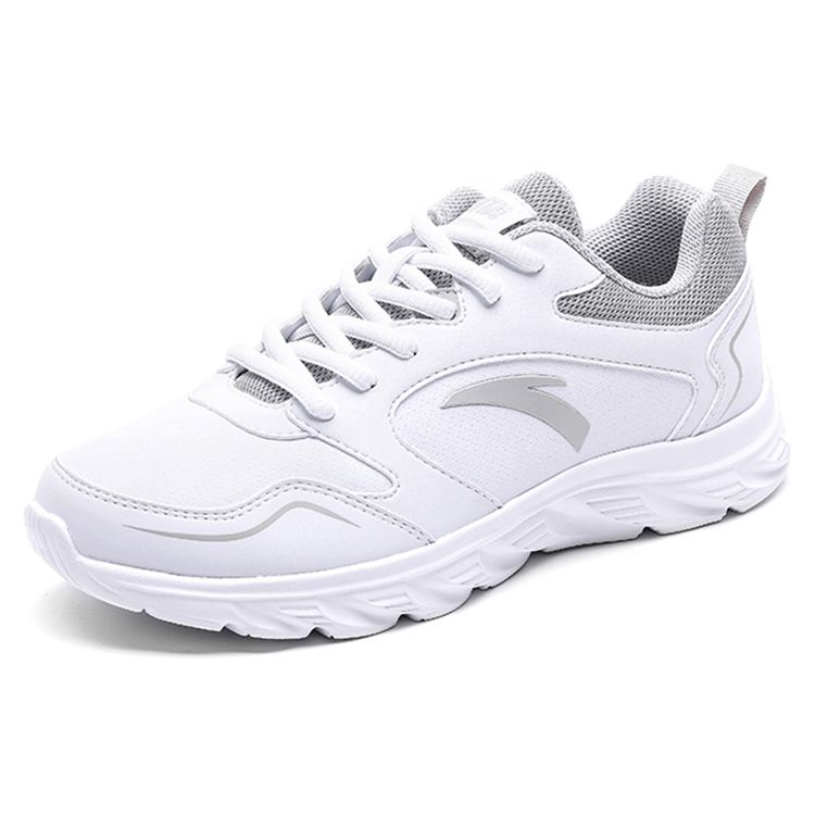 Anta Lightweight Leather Sports Shoes Low Top Casual Shoes Women Sneakers White Gray 92213551-4