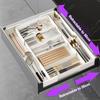 Expandable Drawer Organizers for Kitchen Utensils Adjustable Tray with Multiple Compartments for Spoons Forks and Knives