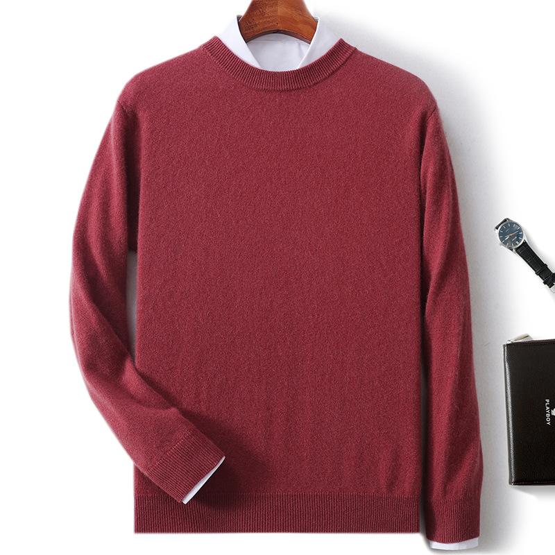 New Semi-turtleneck Cashmere Sweater Men's Thickened Sweater Solid Color Long-sleeved Wool Knitting